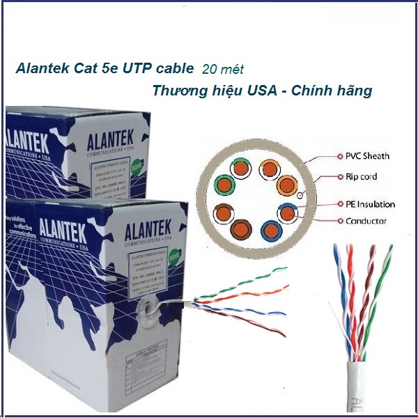 Cáp mạng cat5e utp 20m, cáp mạng alantek, shopcongnghe_2021