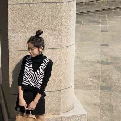 Áo Ghile (Gile) LEN LÔNG CỪU Hoạ Tiết Ngựa Vằn - Áo cadigan dáng dài kẻ caro phong cách hàn quốc | BigBuy360 - bigbuy360.vn