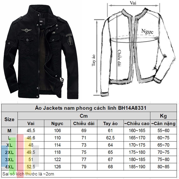 Áo Jackets nam phong cách lính BH14A8331 650k