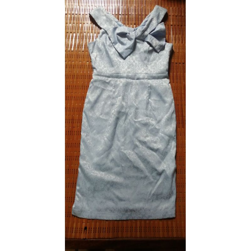 Thanh lý đầm gấm 20 Again xanh nhạt Size M