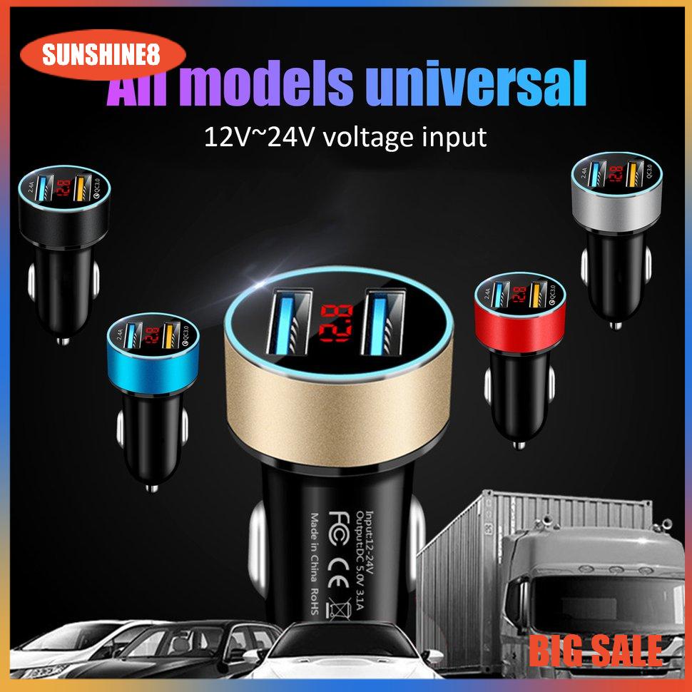 【SUN】[29K]Dual USB Car Charger Portable Car Cigarette Lighter With LED Display