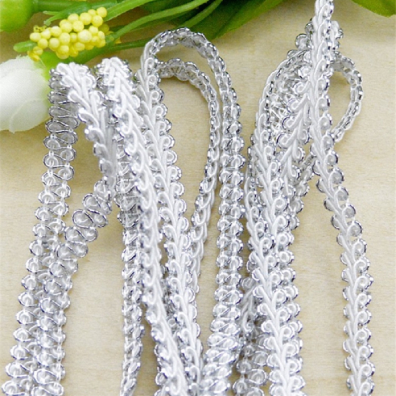 Cuộn Dây Ruy Băng Ren 5M Màu Vàng / Bạc