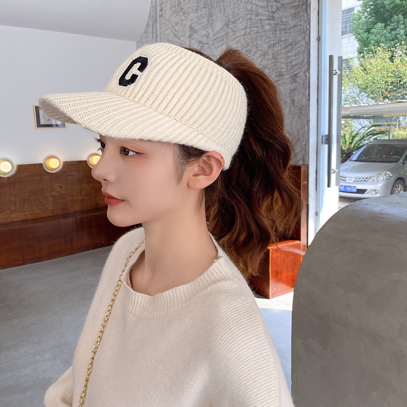 Korean style autumn and winter Korean style printed top knit cap for women