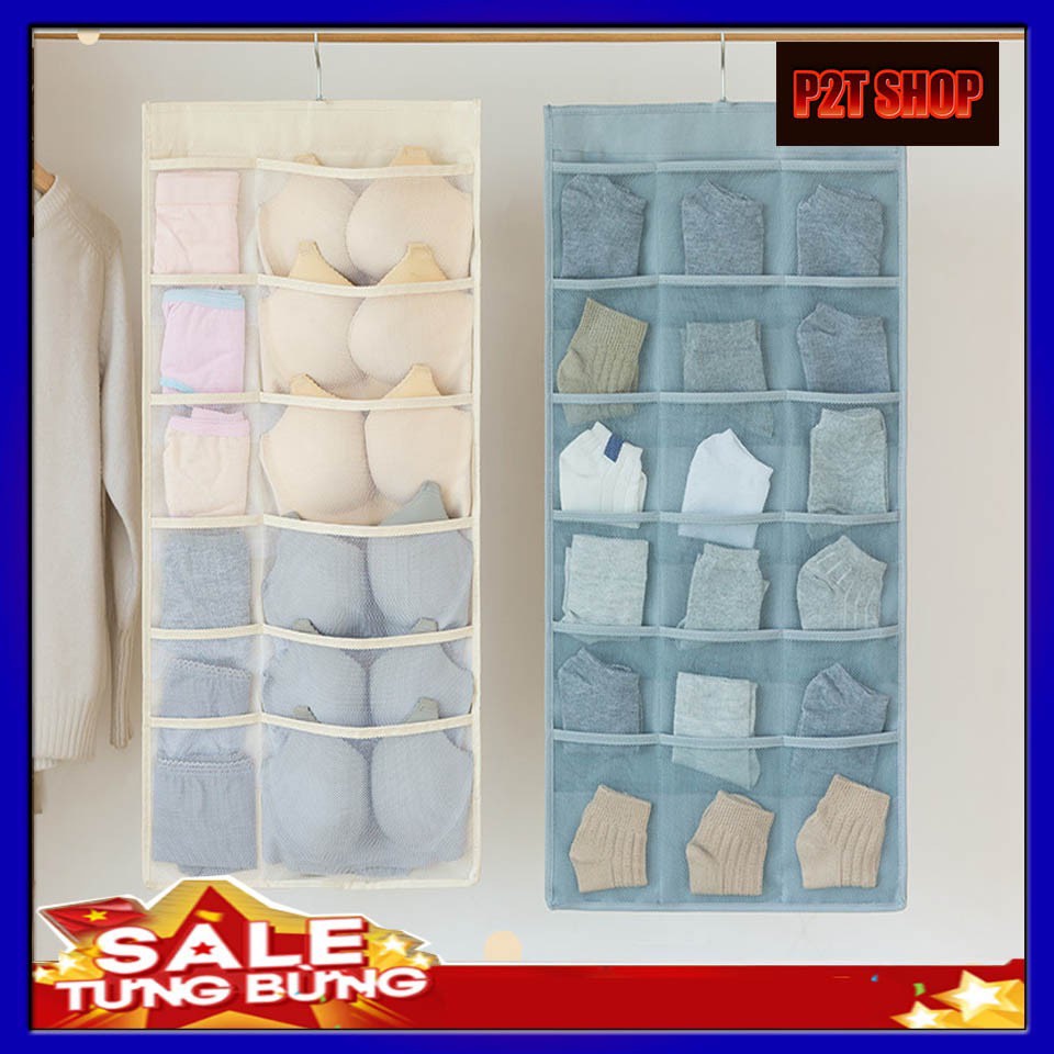 [ BAO GIÁ TOÀN QUỐC ] TÚI TREO ĐỒ LÓT TREO TẤT 2 MẶT 30 NGĂN HÀNG DÀY LOẠI 1 KÈM MÓC DÁN CƯỜNG LỰC