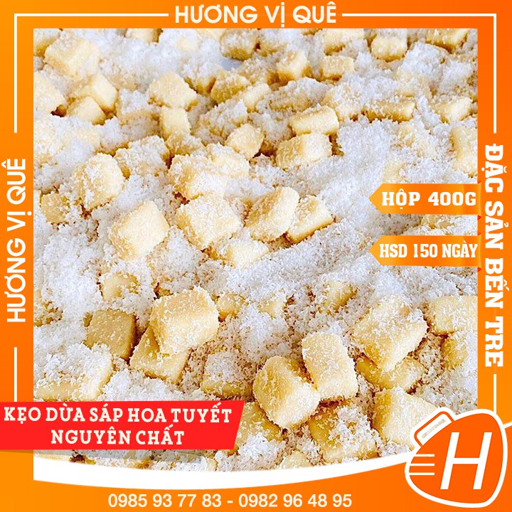 Kẹo Dừa Sáp Hoa Tuyết Nguyên Chất - Hủ 400g - Đặc Sản Bến Tre