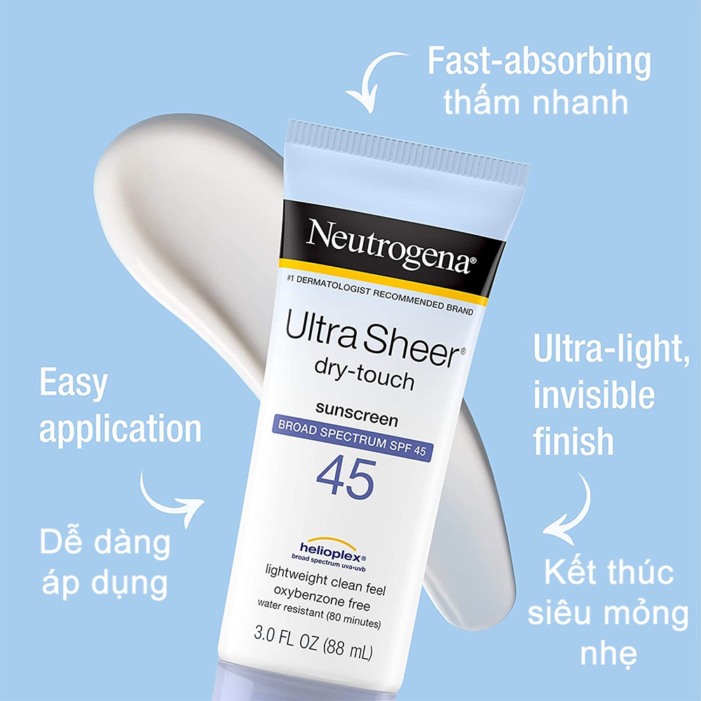 [New Arrival Hè 2021] Kem Chống Nắng Kiềm Dầu Kháng Nước Neutrogena Ultra Sheer Dry Touch SPF 45 | BigBuy360 - bigbuy360.vn
