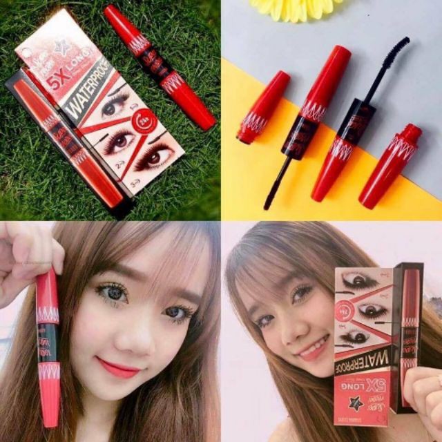 MASCARA CHUỐT DÀI MI X5 SIVANA 2 ĐẦU KHÔNG TRÔI KO LEM