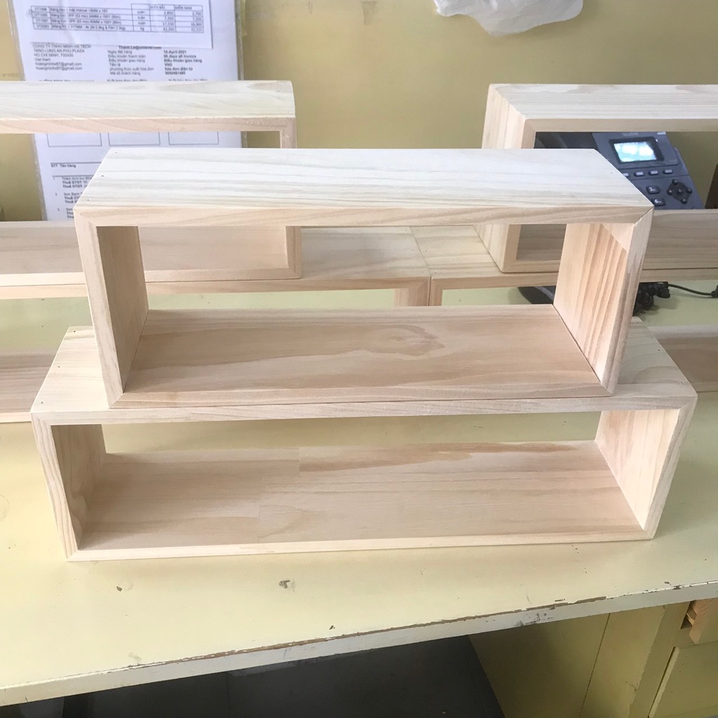 Kệ gỗ để bàn mini, gỗ thông tự nhiên chống nước, chống mốc hàng đánh bóng đẹp