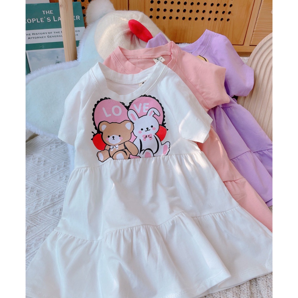 Váy cho bé gái V07 size từ 8 – 18kg, đầm bé gái chất cotton co giãn 4 chiều siêu thoải mái, dễ thương