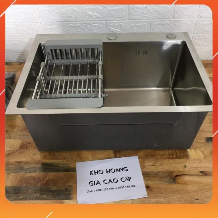 Chậu rửa chén bát 1 hố đúc 60x45cm ngăn đáy vuông chất liệu Inox 304 có bộ xả chống hôi tuyệt đối