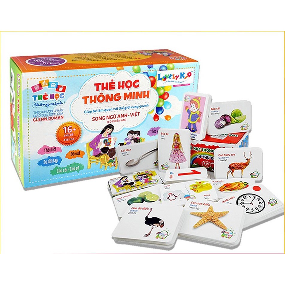 Bộ thẻ học thông minh 16 chủ đề tiếng anh tiếng việt cho bé