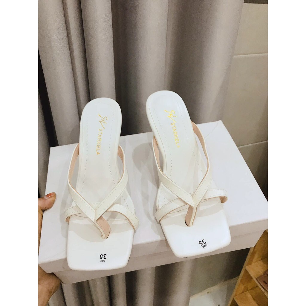 Dép cao gót kẹp ngón quay da cao cấp