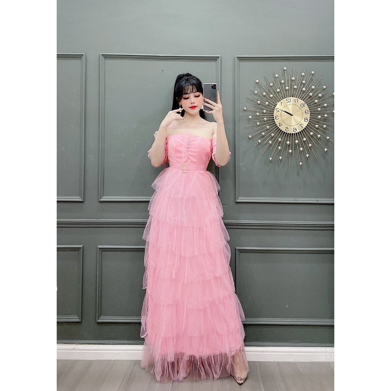 Đầm dự tiệc trễ vai lưới nhũ TRIPBLE T DRESS - size M/L( ảnh chụp thật) MS129Y