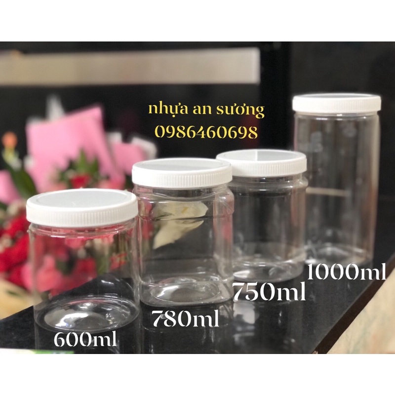 Hũ nhựa pet nắp NHỰA trắng fi90