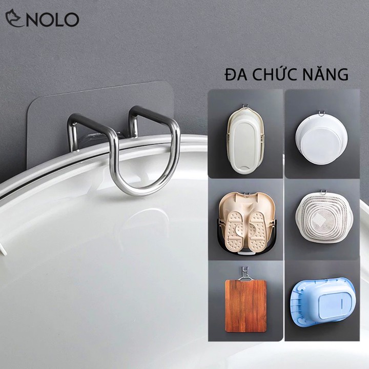 Combo 2 Cái Móc Dán Tường Treo Thớt, Thau, Chậu Chất Liệu Inox 304 Cực Chắc Chịu Lực Tối Đa 5KG