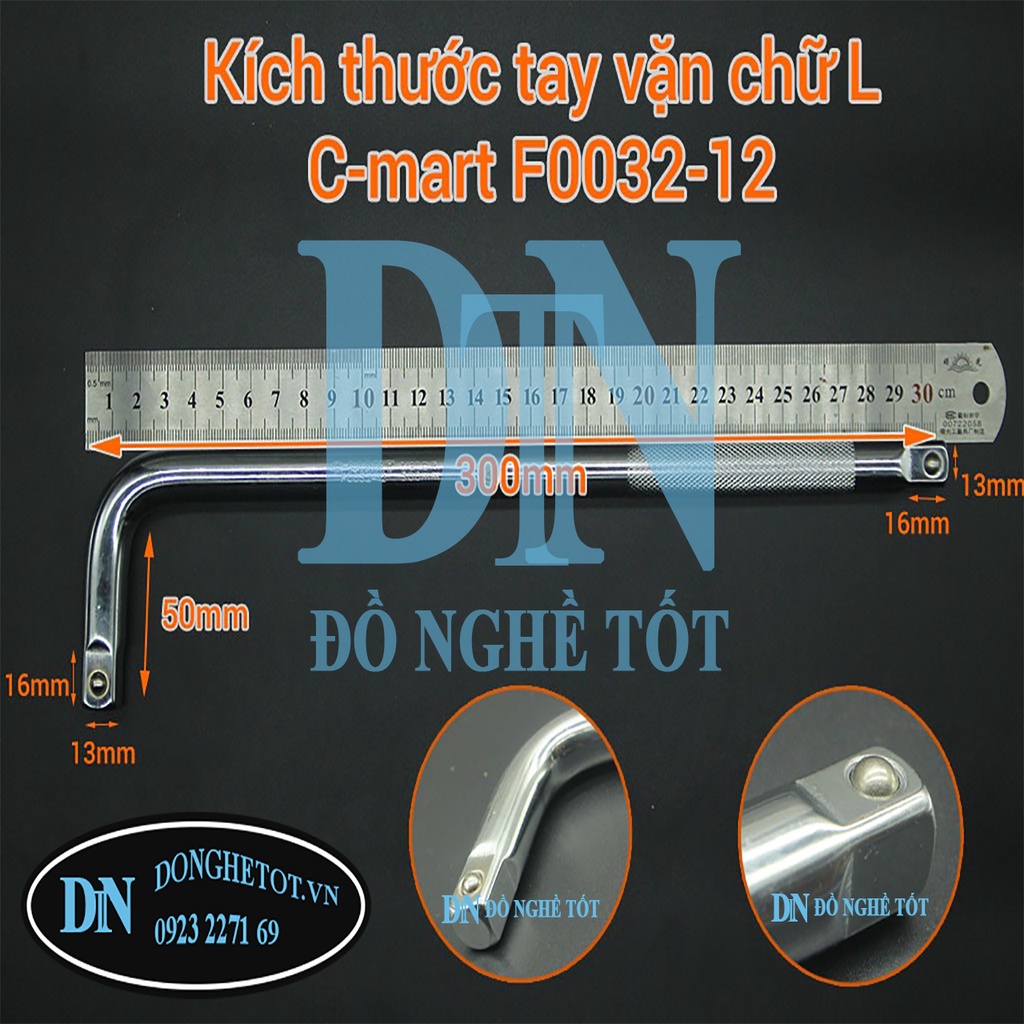 TAY VẶN CHỮ L 1/2" 300MM/12" C-MART F85 - 0032 - 12