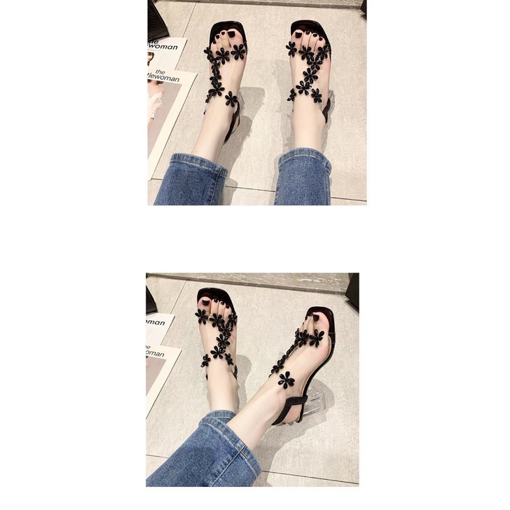 Giày Cao Gót Đế Dày Đính Đá Pha Lê Phong Cách Thời Trang Mới Có Size Lớn 34-43 / 42 / 41