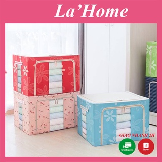 Hộp đựng chăn khung sắt La'Home, túi đựng chăn khung sắt 72 lít gấp gọn