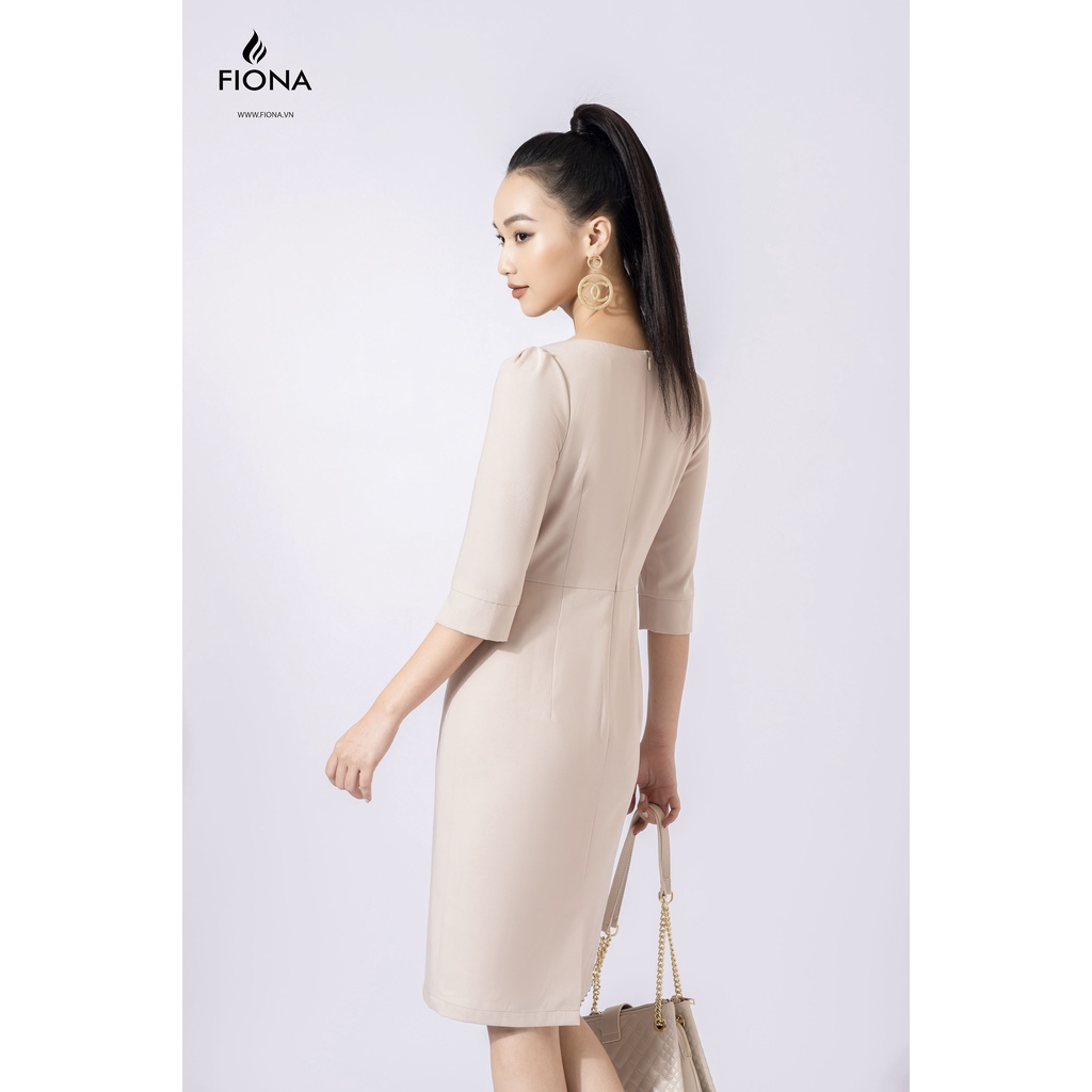 Đầm Ôm Cổ Tim FIONA, Đầm Thiết Kế Tay Xẻ Lỡ Cổ Điển Mã F450754