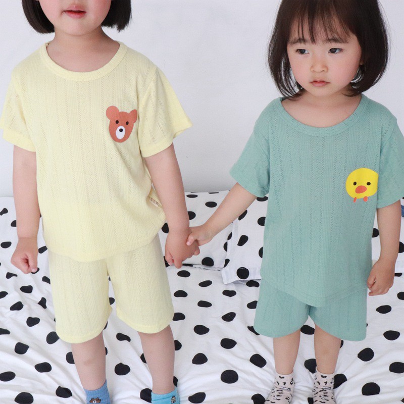 Bộ đồ ngắn tay cho bé vải cotton thun lưới size 10kg-25kg cho bé 1 tuổi-5 tuổi vải thoáng mát mặc hè