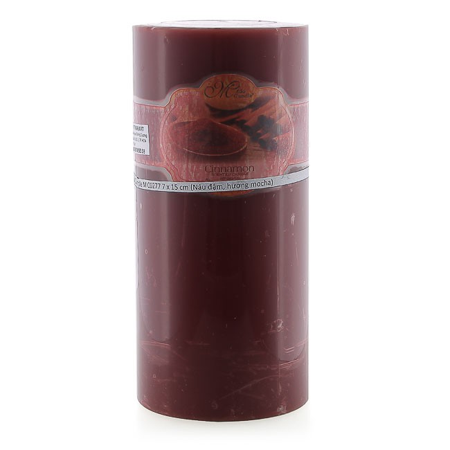 Nến thơm trụ tròn D7H15 Miss Candle MIC0277 7 x 15 cm (Nâu, hương mocha)