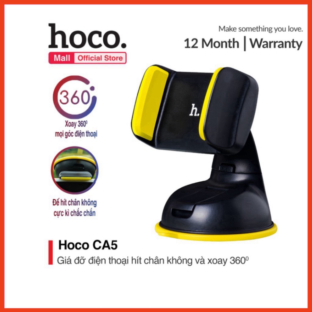 Giá Đỡ Điện Thoại Trên ô tô Hoco CA5. Kẹp Điện Thoại Trên Xe Hơi Xoay 360 Độ Đế Hít Chân Không Cực Kì Chắc Chắn.6789