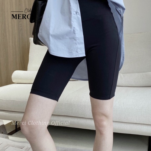 Quần Legging Thể Thao Nữ Cạp Cao Thời Trang Hàn Quốc [Cao Cấp] Quần Đùi Cạp Cao Biker Tập Gym Yoga Aerobic Merci Q6V