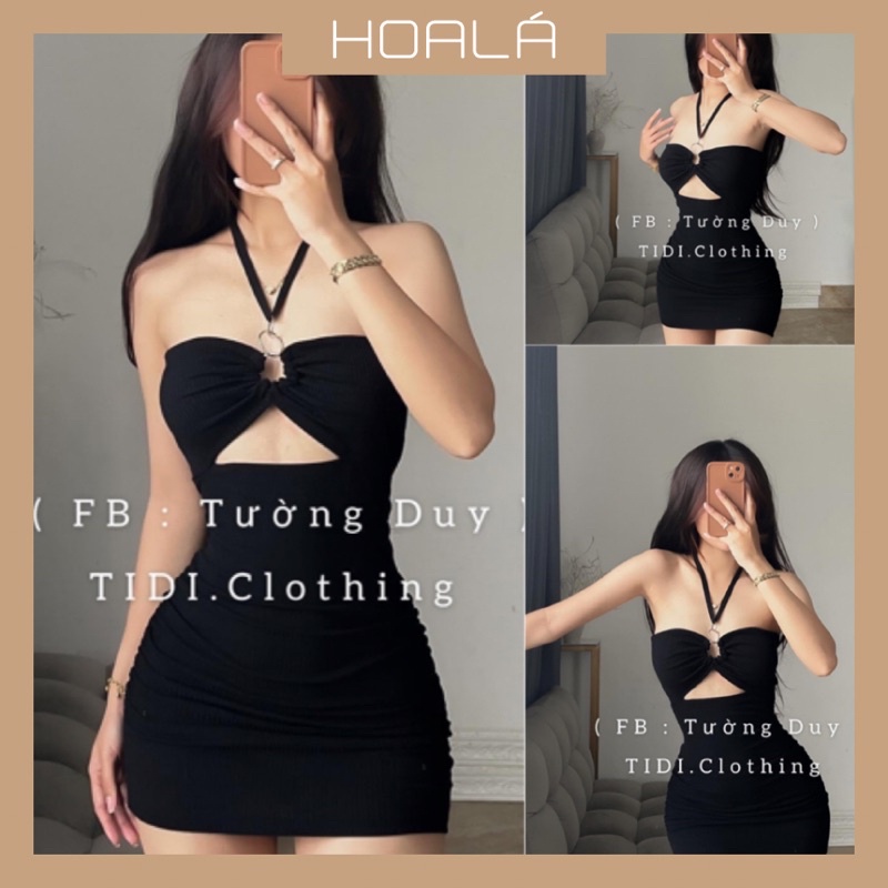 Đầm Thun Ôm Body Phối Khoen Hở Eo D102