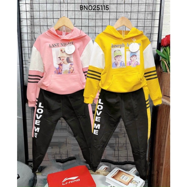 Bộ nỉ da cá bé gái size Đai 20-35kg