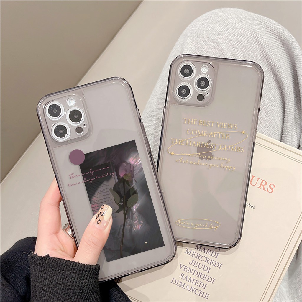 Ốp lưng iphone Dark Rose trong cạnh vuông BVC 6/6plus/6s/6splus/7/7plus/8/8plus/x/xr/xs/11/12/13/pro/max/plus/promax | BigBuy360 - bigbuy360.vn