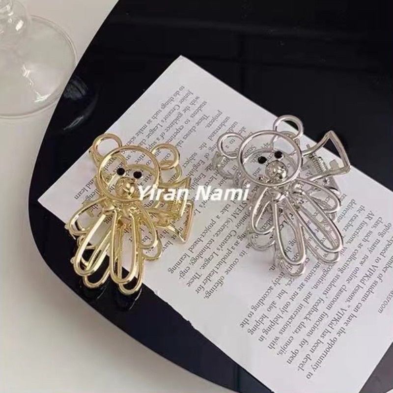 Cặp tóc kim loại hình gấu phong cách thiết kế hàn quốc