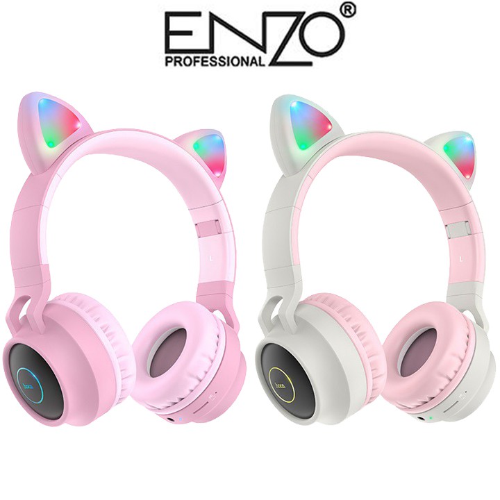 Tai Nghe Bluetooth Tai Mèo ENZO PRO Cao Cấp, Headphone Tai Mèo Đáng Yêu Chống Ồn Âm Thanh Trầm Ấm - ENZO