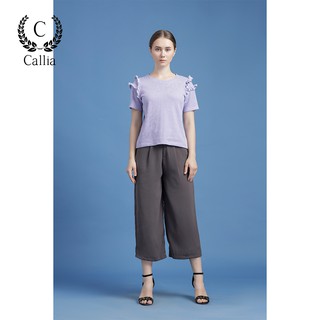 [Mã FASHIONMALLT4 giảm 15% đơn 150k] Áo thun cổ tròn nữ Callia Frill tee tay phối (Tím nhạt)