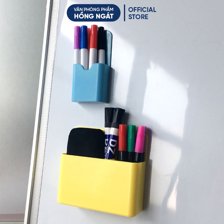 Ống đựng bút có nam châm dính bảng từ size vừa, hộp đựng bút văn phòng đa năng cute dễ thương bằng nhựa giá rẻ OB04