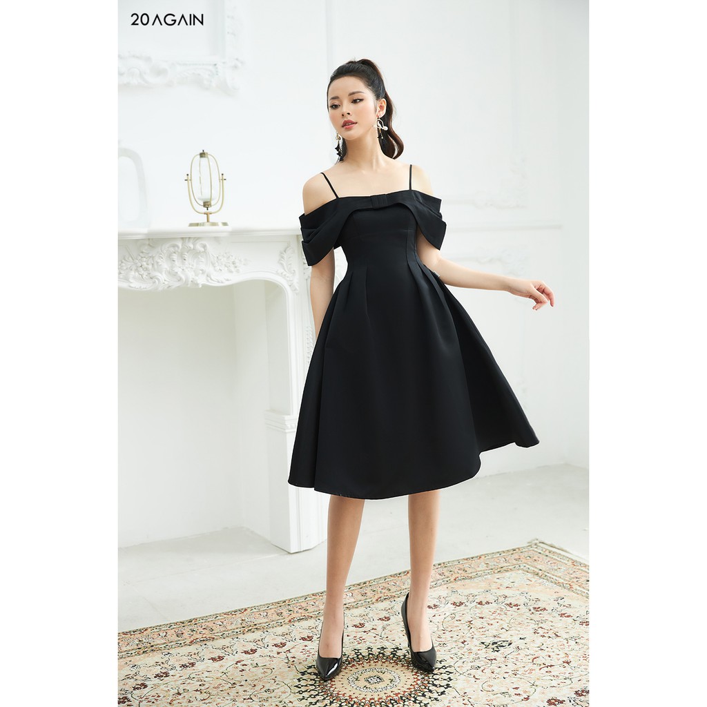 Đầm xòe nơ ngực trễ vai 20AGAIN DEA1315 | BigBuy360 - bigbuy360.vn