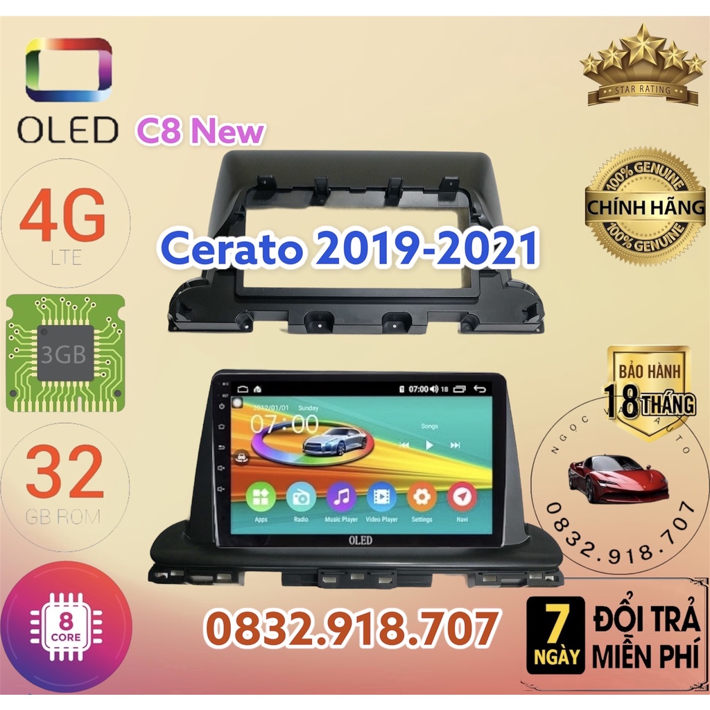 Màn hình android OLED C8 New theo xe Cerato 2019 - 2021  kèm dưỡng và jack nguồn zin theo xe