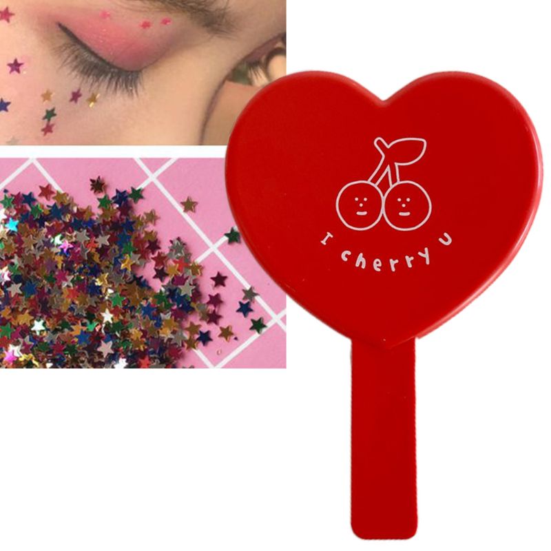 Gương Trang Điểm Cầm Tay Hình Trái Tim Hoạt Hình Phong Cách Vintage