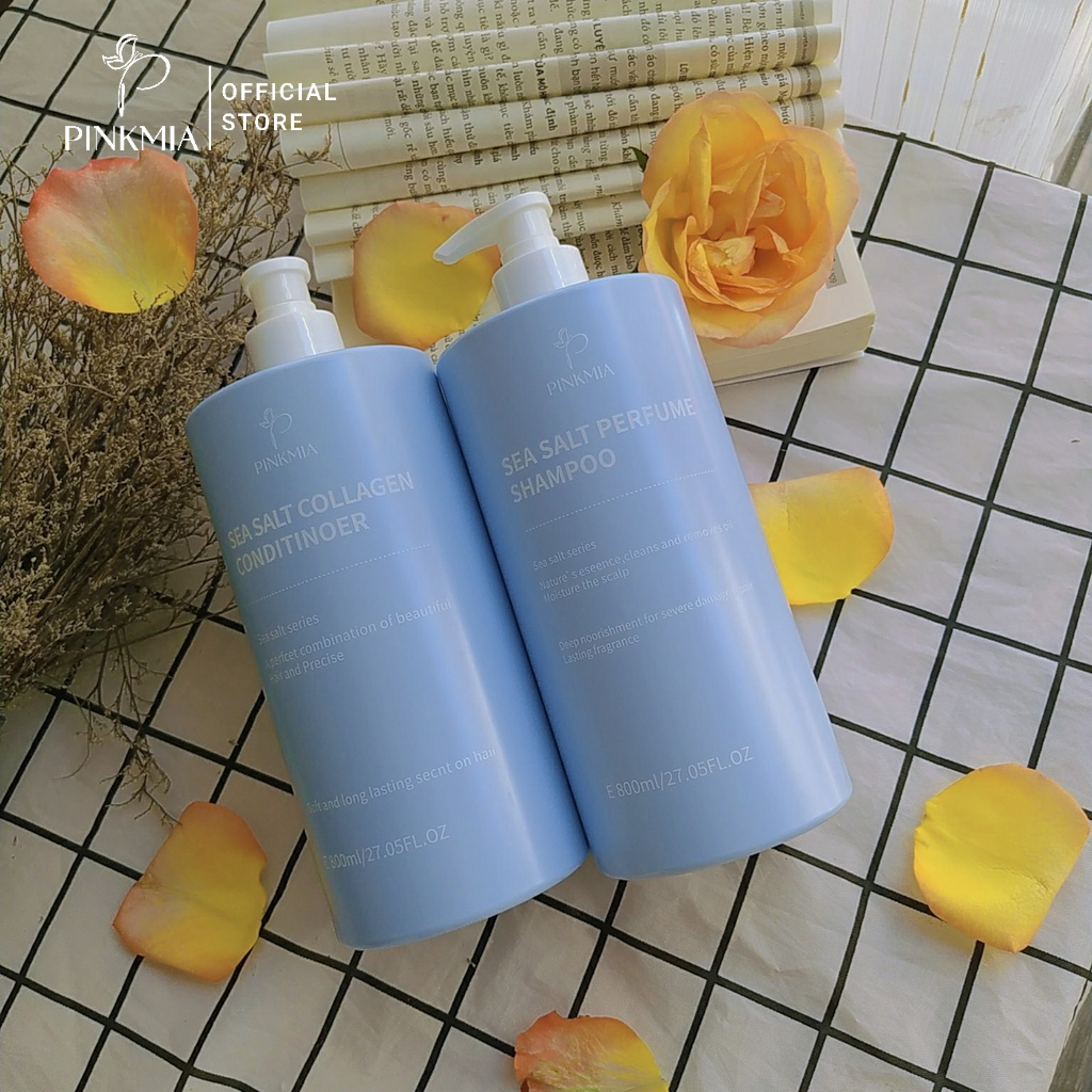 Combo Dầu Gội Xả Nước Hoa Muối Biển Pinkmia - 800ml