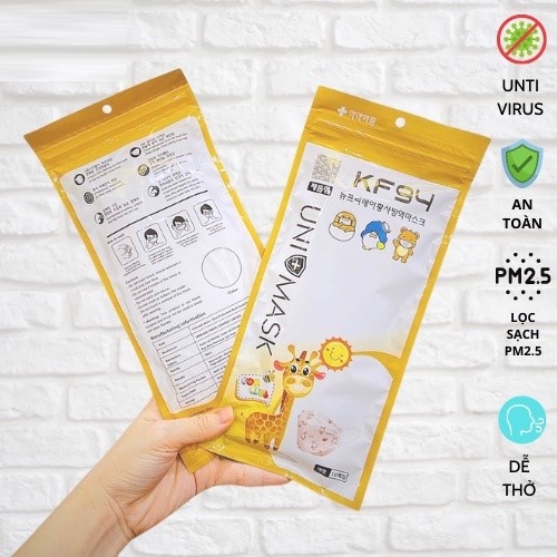 Set 10 Khẩu Trang Trẻ Em KF94 4 Lớp Kháng Khuẩn UniMask Xuất Hàn Cho Bé Từ 3 - 15 Tuổi - Văn phòng phẩm PP
