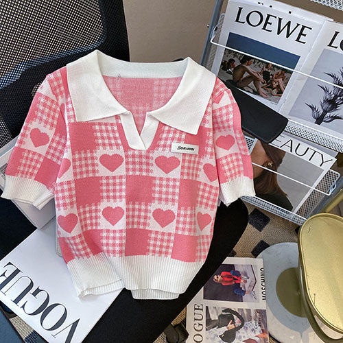 COZOK Áo polo Dệt Kim Tay Ngắn Cổ Bẻ Họa Tiết Sọc Caro Thời Trang