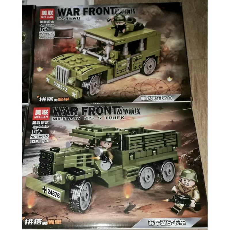 Lắp ráp 1 hộp Lego-War Xe Jeep 98027 có 248 chi tiết bằng nhựa rất đẹp