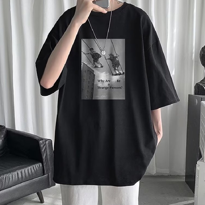 Áo Thun Tay Ngắn Dáng Rộng In Họa Tiết Hoạt Hình Phong Cách Hip Hop Thời Trang Mùa Hè Cho Nam Và Nữ size M-8XL