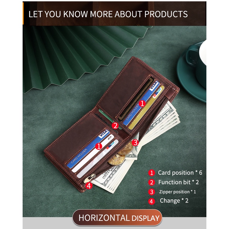 Ví Da Nam Da Bò Sáp Ngựa Điên Crazy Horse