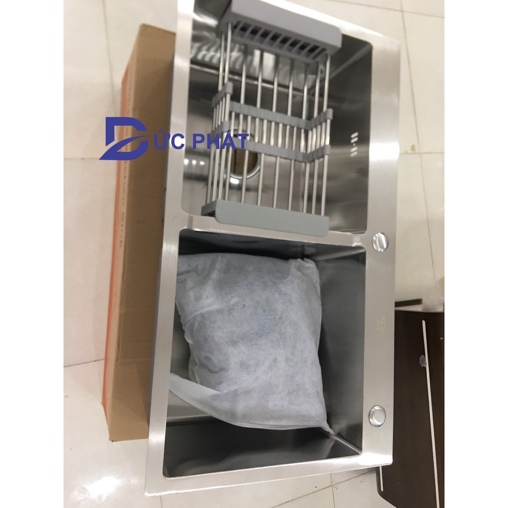 [Mã INCUBACK1416 hoàn 20K xu đơn 50K] Chậu rửa bát inox đúc 2 hố dày dặn - chậu rửa bát không gỉ Tặng rổ rút đa năng