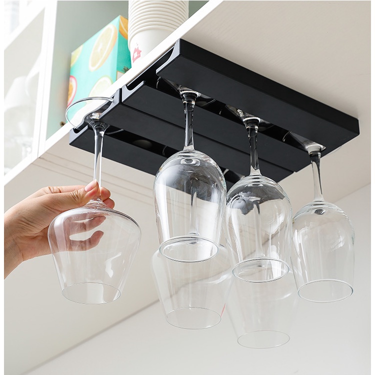 Giá đỡ ly rượu vang thủy tinh JUJIAJIA kiểu treo ngược tự dính chất lượng cao cho nhà ở
