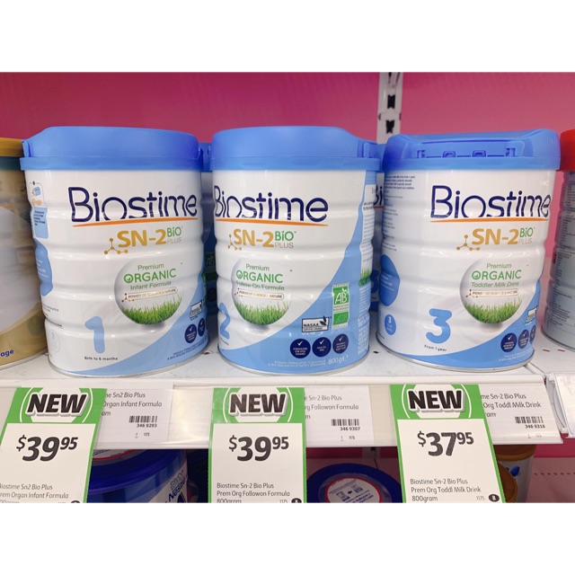 Sữa bột Biostime Premium Organic số 1,2,3 của Úc 800gr