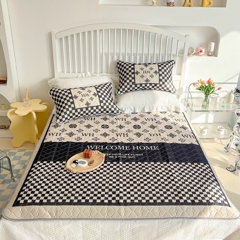 Chiếu điều hoà mủ cao cao su 5D loại 1 mềm mịn thoáng mát (tạng kèm 2 vỏ gối cùng bộ)