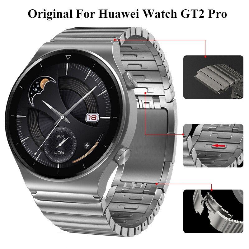 Dây đeo bằng thép không gỉ màu xám cho đồng hồ Huaweii GT2 Pro 22Mm GT2 46Mm GT2e