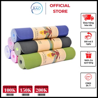 Thảm tập yoga 2 lớp TPE dày 6mm - Dụng cụ tập Yoga 180cm