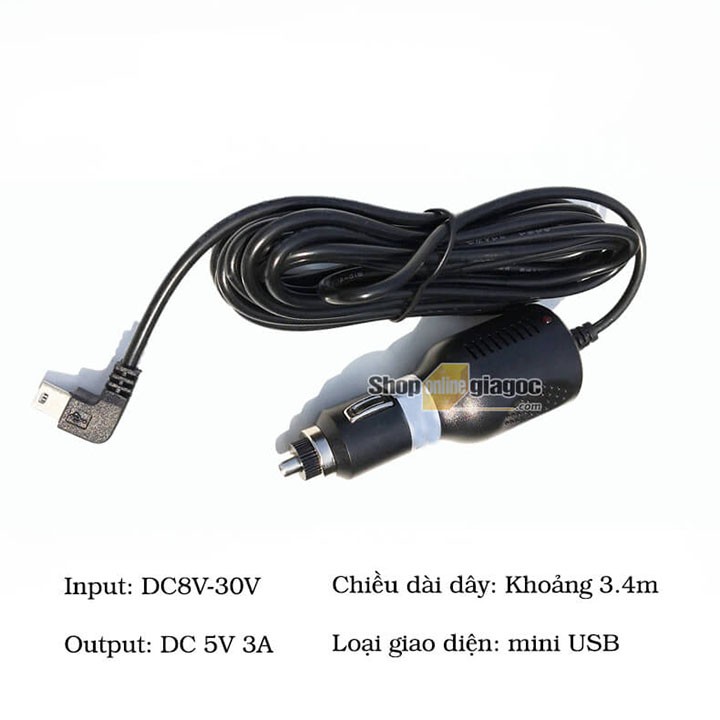 Dây Nguồn Camera Hành Trình Cắm Tẩu 5V 3A